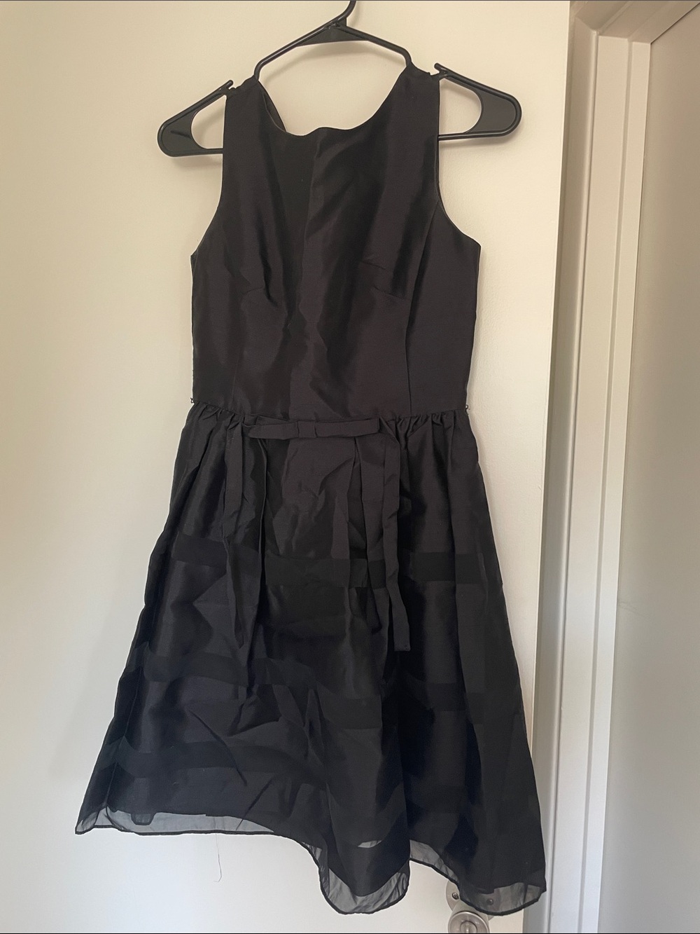 Taylor Black Sleeveless Midi Dress with Subtle Waist Tie